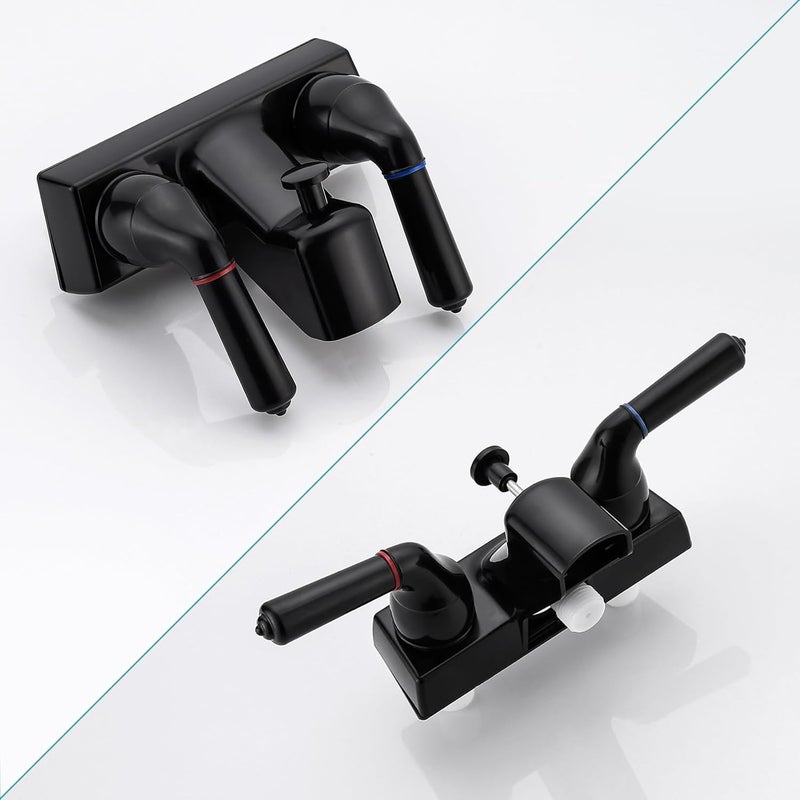 LavishStream RV Shower Faucet, 4 inch Shower Valve Diverter Replacement, with Classical Dual Handles for RV/Camper/Motorhome Bathroom, Black - Image 5